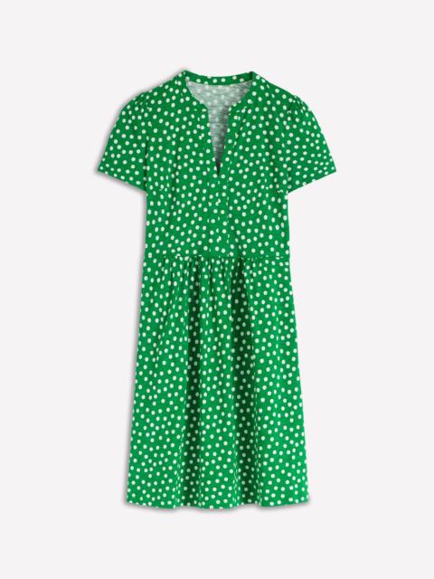 BODEN Naomi Short Sleeve Dress-Highland Green, Painted Dot