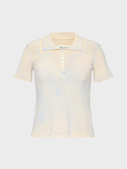 Maison Margiela Stamped Cotton Knit Polo