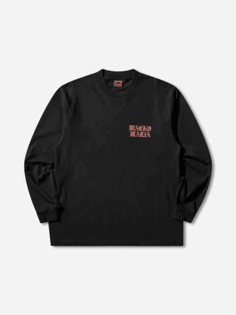 WACKO MARIA Men's Death Row Record Washed Heavy Weight Longsleeve T-Shirt Black