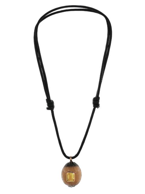 DEZSO Lemon Quartz Shell Cord Necklace