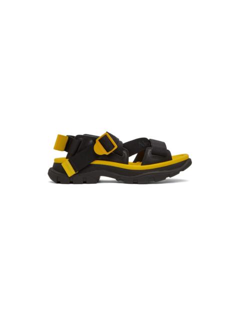 Alexander McQueen Black & Yellow Logo Webbing Sandals