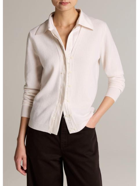Vince Satin-Trimmed Cashmere Collared Cardigan