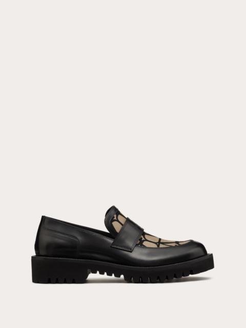 Valentino LOAFER IN TOILE ICONOGRAPHE TECHNICAL FABRIC AND CALFSKIN