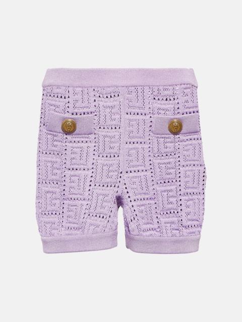 Balmain monogram mesh knitted shorts