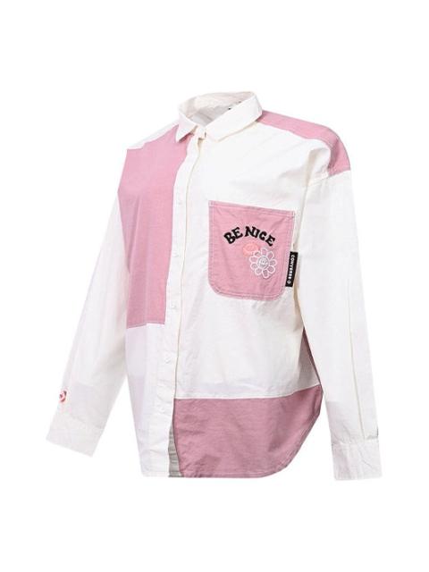 Converse (WMNS) Converse Flowers Small Logo Colorblock Long Sleeves White Pink Shirt 10022971-A01