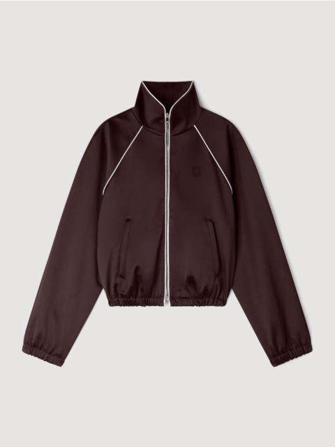 Sandro CROPPED EMBROIDERED SATIN JACKET
