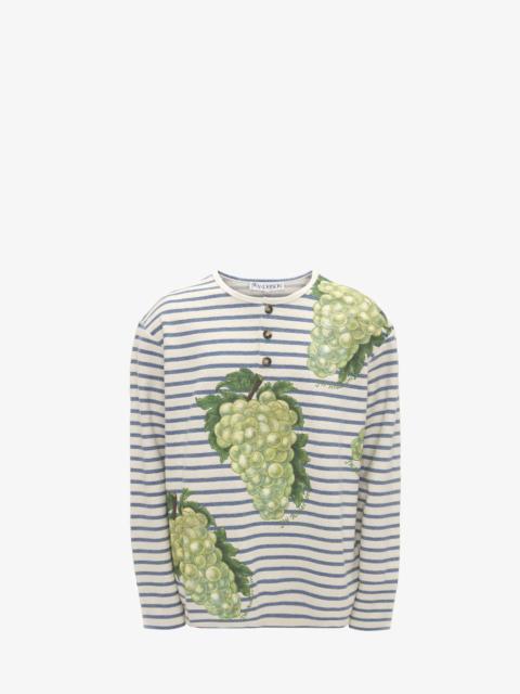 JW Anderson HENLEY TOP WITH GRAPE MOTIF