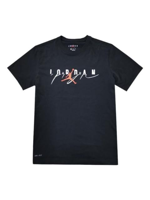 Jordan Men's Air Jordan Alphabet Printing Round Neck Short Sleeve Black T-Shirt CI0053-011