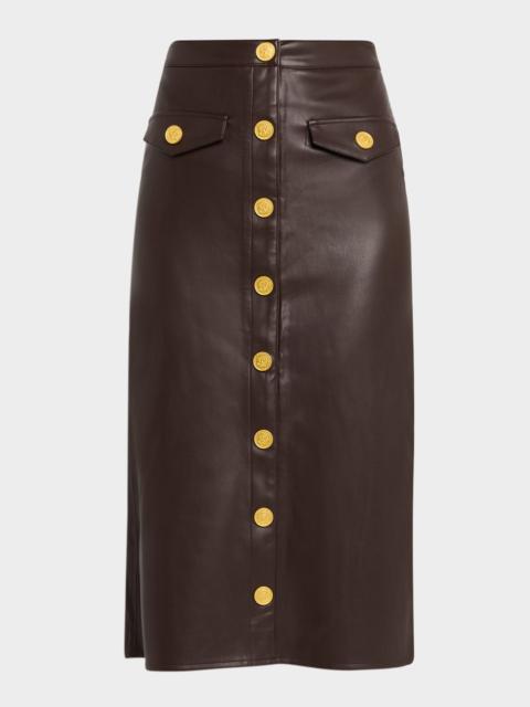 L'AGENCE Milann Vegan Leather Midi Skirt