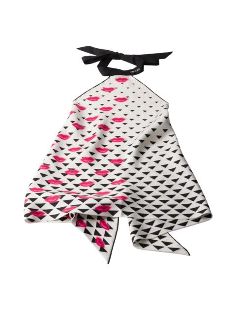 Prada Women's Printed Silk Twill Top - Black