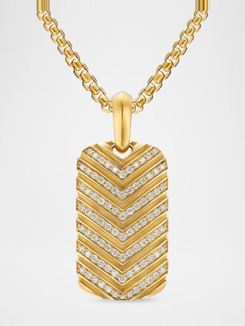 DAVID YURMAN Men's Chevron Tag Enhancer in 18K Gold with Diamonds, 27mm