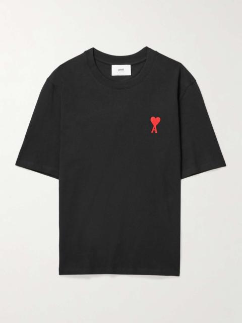 AMI Paris Logo-Embroidered Cotton-Jersey T-Shirt