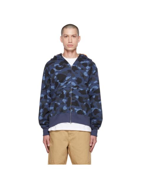 A BATHING APE® Navy Camo Shark Tiger Zip-Up Hoodie