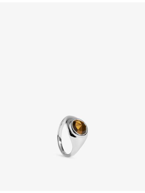 MONICA VINADER Eclipse Gemstone Sterling Silver and Tiger's Eye Signet Ring