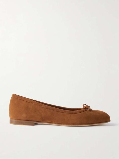 Manolo Blahnik Veralli bow-detailed suede ballet flats Brown