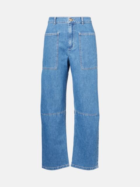 velvet Farah cropped barrel-leg jeans