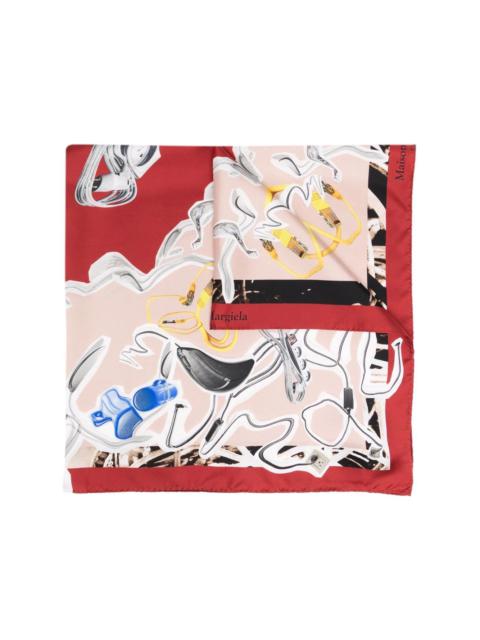 abstract-print silk scarf