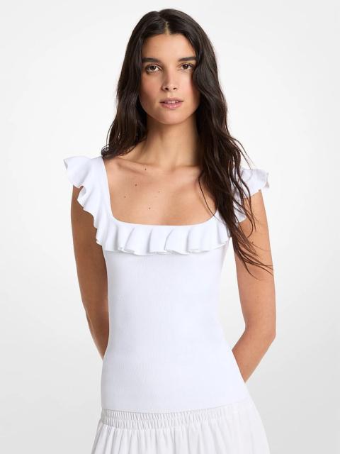 MICHAEL KORS Ruffled Stretch Viscose Tank Top