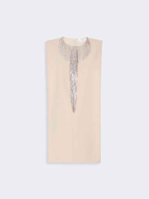 Sportmax FESTOSO Rhinestone-adorned sleeveless cady mini dress - BEIGE