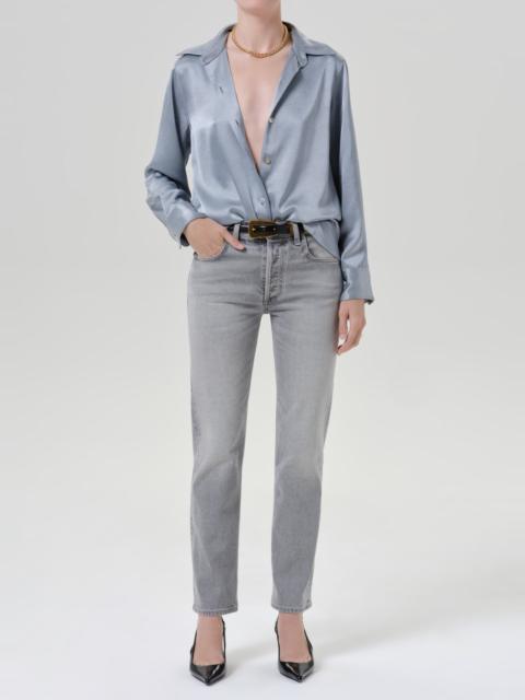Citizens of Humanity Tullah Japanese Hammered Satin Shirt In Sea Glass