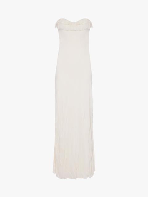 Exclusive Floor-Length Corset Detail Gown In Ivory