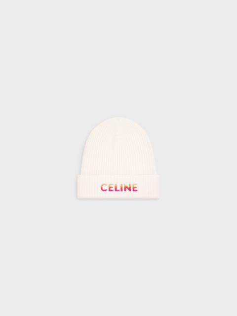 CELINE CELINE EMBROIDERED BEANIE IN RIBBED WOOL