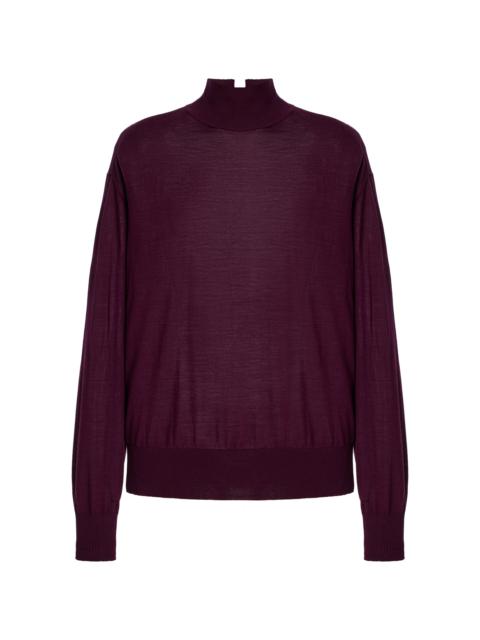 Another Tomorrow Wool Turtleneck Sweater purple