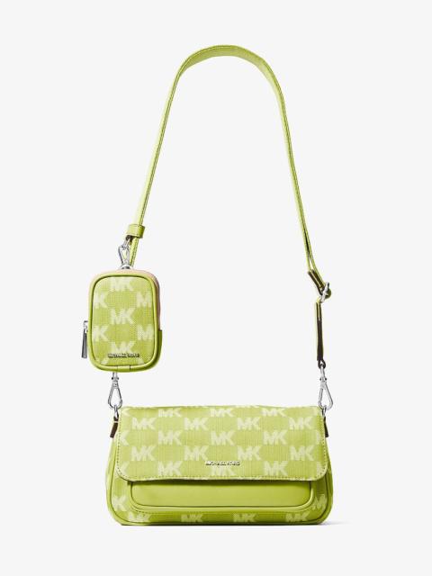 MICHAEL KORS Jet Set Travel Small Logo Jacquard Denim Crossbody Bag With Pouch