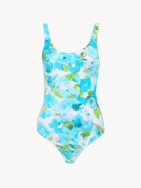 Chloé AQUA FLOWER-PRINT ONE-PIECE SWIMSUIT