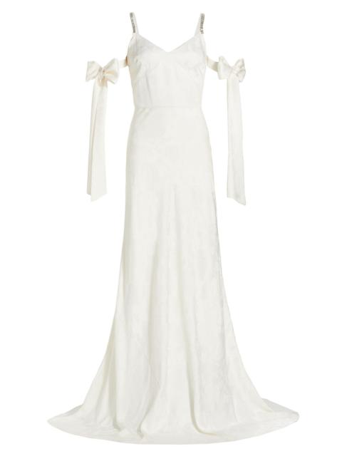 markarian Women's Circe Floral Jacquard Arm Bow Gown - White