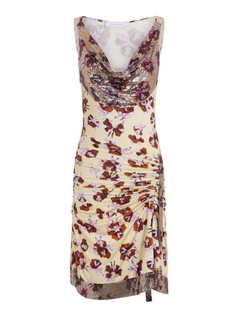 rabanne Embellished Floral Mesh Mini Dress floral