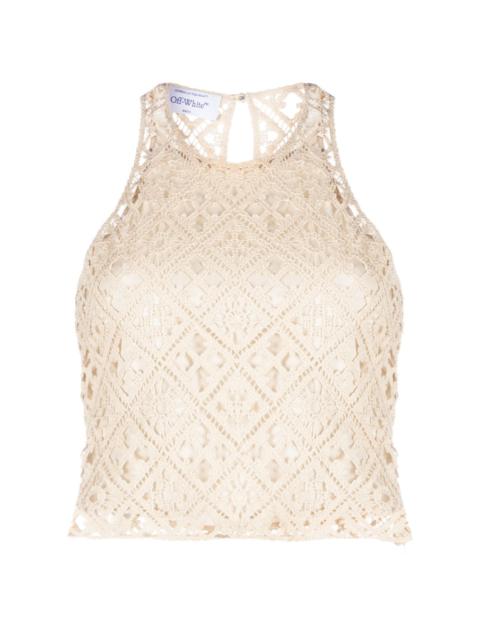 crochet-knit cropped tank ntop