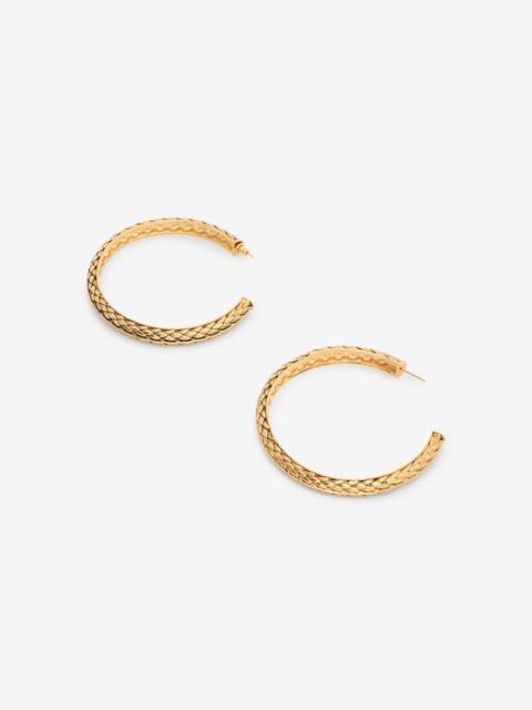 Roberto Cavalli Antique Gold Hoop Earrings with Scale Detailing