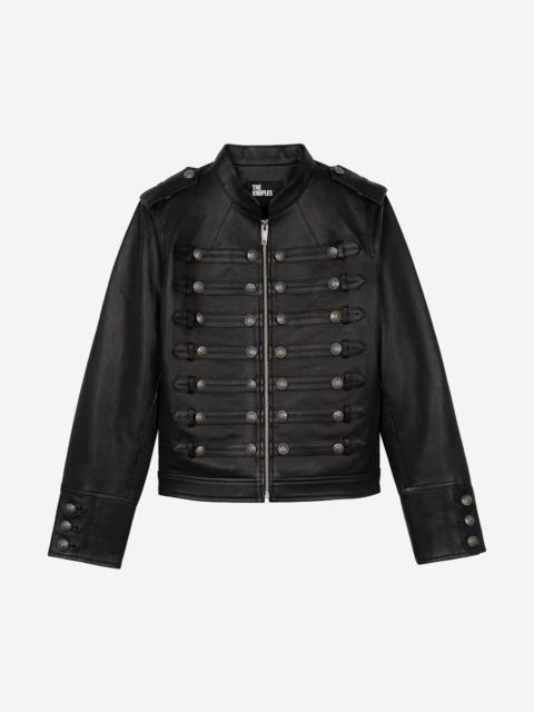 The Kooples BLACK OFFICER-STYLE LEATHER JACKET