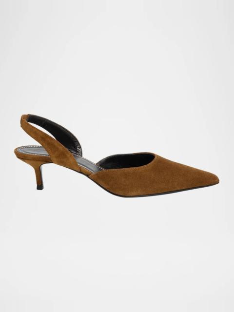 STAUD 40mm Sebastian Suede Slingback Pumps