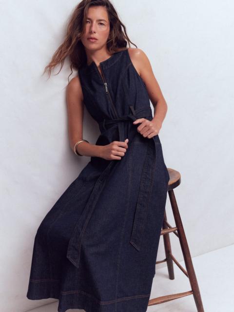 BODEN Sleeveless Zip Denim Dress-Indigo Wash