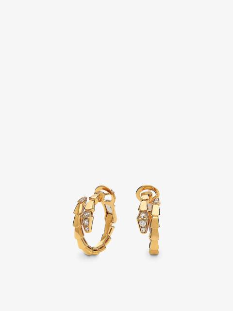 Serpenti Viper 18ct yellow-gold and 0.18ct diamond hoop earrings
