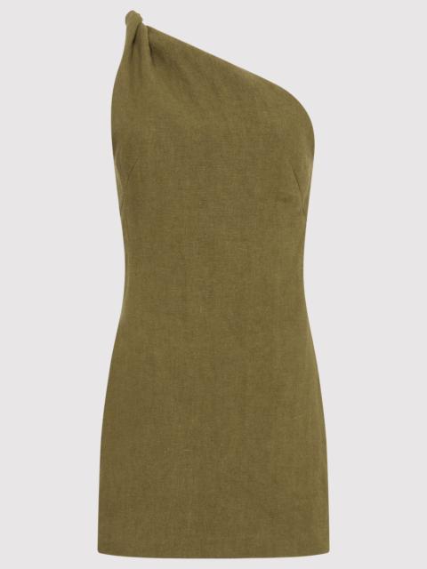 ST. AGNI Twisted Linen Mini Dress - Olive