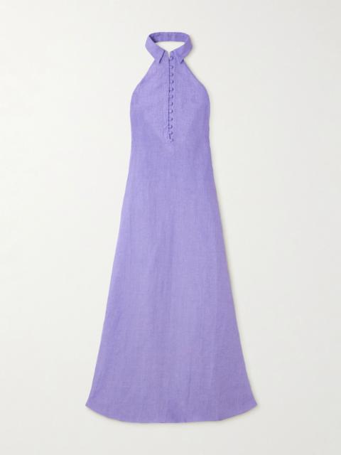 Taller Marmo Barbara open-back linen gown Lavender