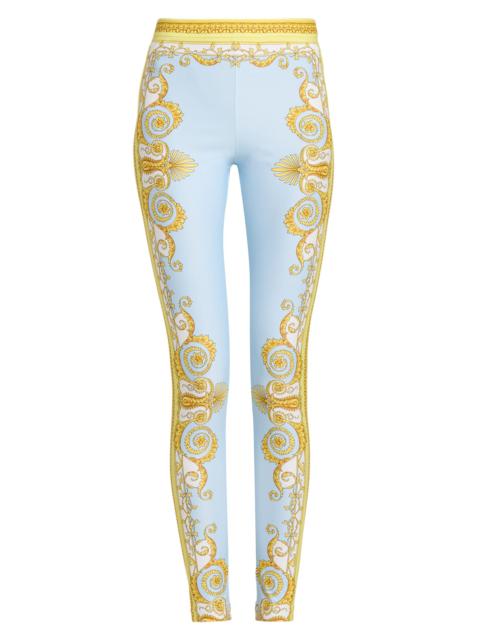 VERSACE Women's Barocco Foulard Leggings - Pale Yellow Pastel Blue