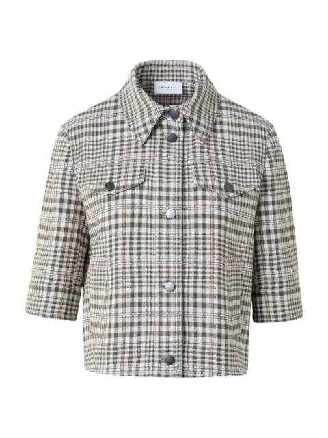 AKRIS Women's Plaid Cropped Shirt Jacket - Cream Khaki