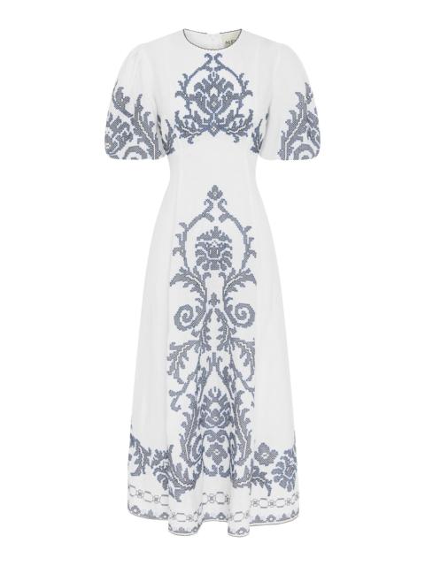 ALÉMAIS Hazel Embroidered Midi Dress