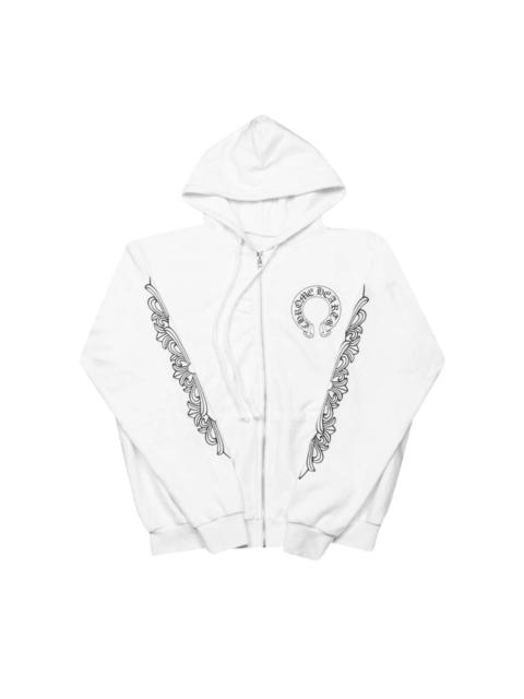 Chrome Hearts Floral Cross Zip Hoodie 'White'