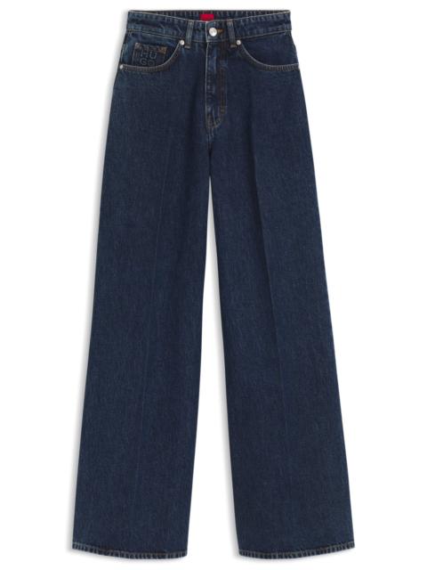 HUGO WIDE-LEG JEANS IN BLUE DENIM WITH FRONT PLEATS