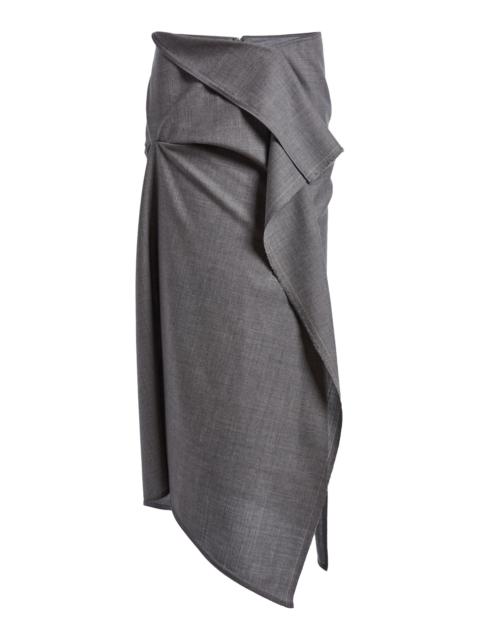 Victoria Beckham Draped Wool Midi Skirt grey