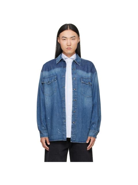Maison Margiela Blue Bicolor Denim Shirt
