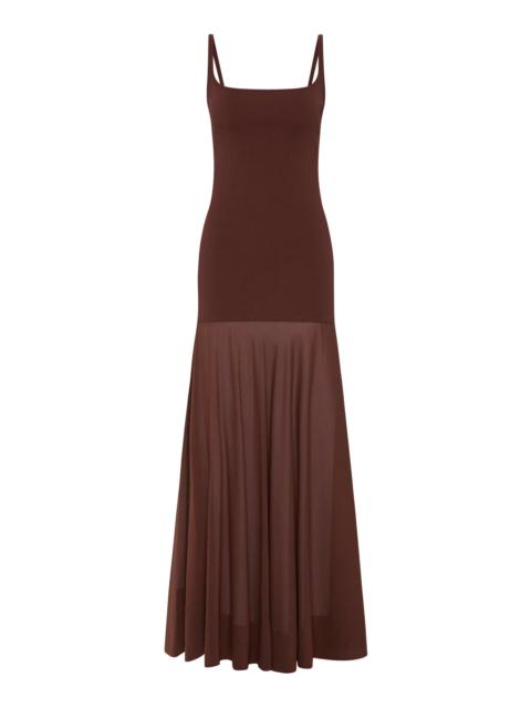 ST. AGNI Circle Hem Silk-Blend Maxi Dress brown