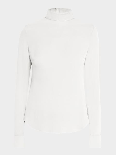 GIAMBATTISTA VALLI Mock-Neck Long-Sleeve Silk Blouse