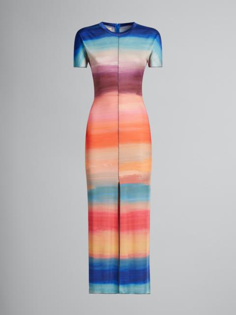 MULTICOLOURED VISCOSE DRESS WITH DARK SIDE OF THE MOON