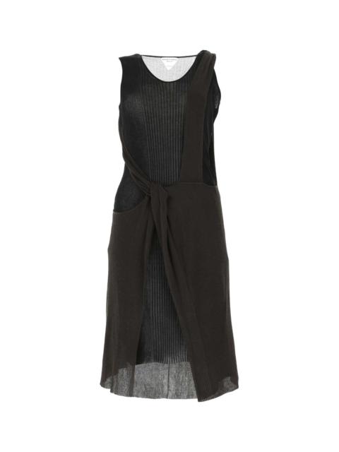 Bottega Veneta Bottega Veneta Two-Tone Ribbed Knit Dress — Black